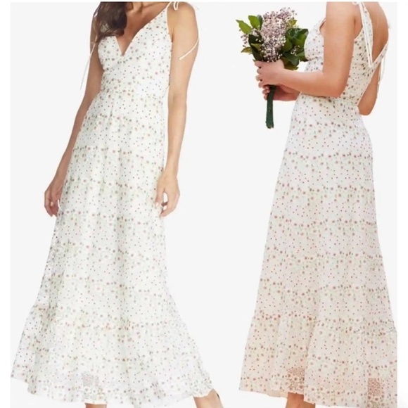 Dress the Population Sunny Days Floral Embroidered White Gown NWT Large - Picture 2 of 8